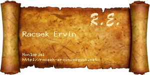 Racsek Ervin névjegykártya